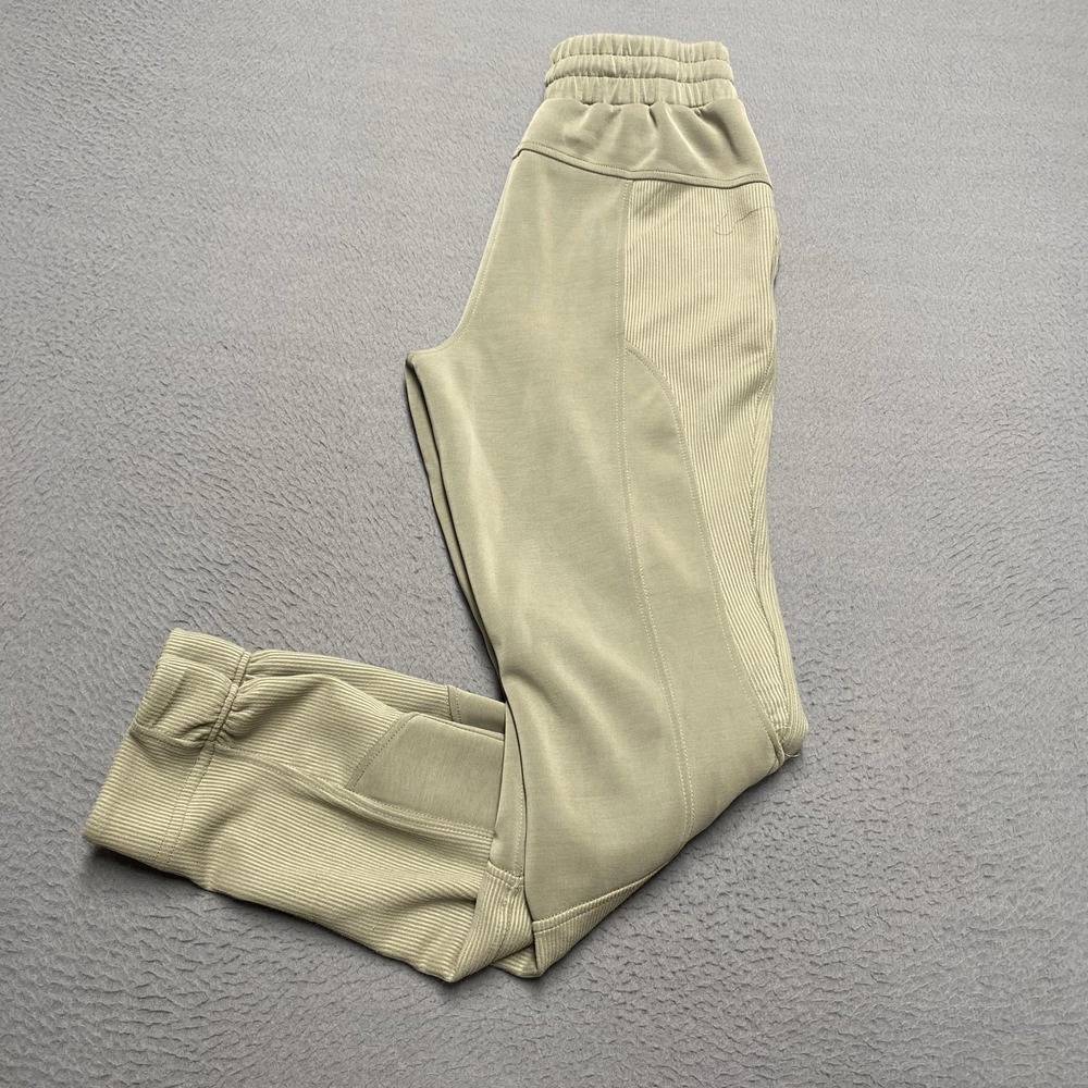 AS Revival Pants Womens XS Green Ribbed Joggers Elastic Waist Stretch Gym Lounge